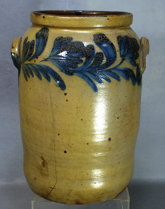 4 gallon stoneware jar with blue floral