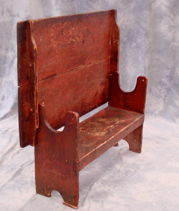 Pine bench table in old red painted 3da2a