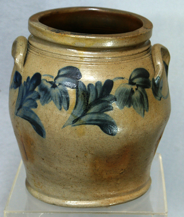 1 gallon stoneware jar with blue