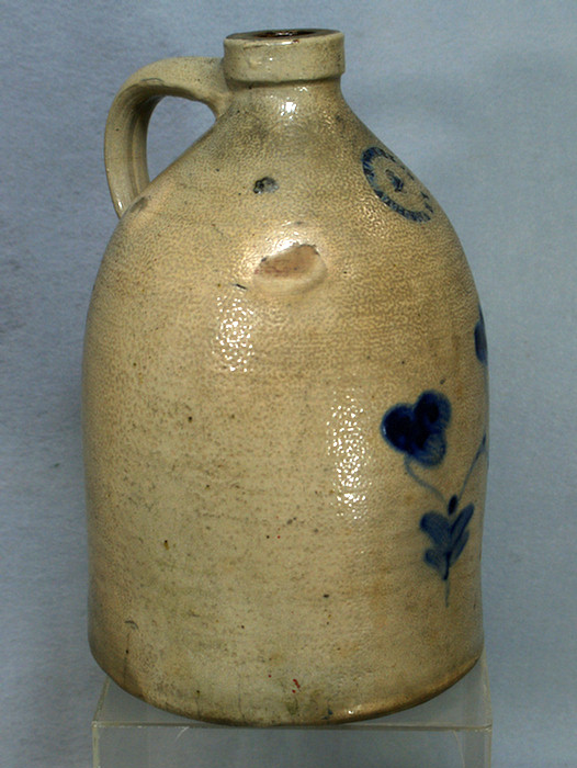 2 gallon stoneware jar with blue