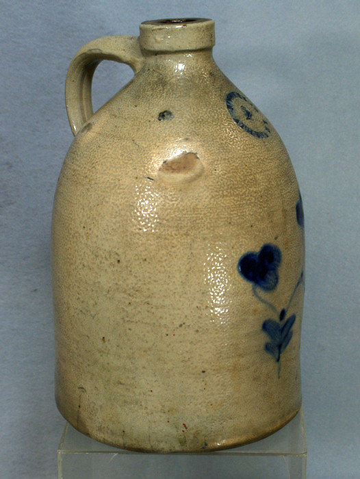 2 gallon stoneware jar with blue floral