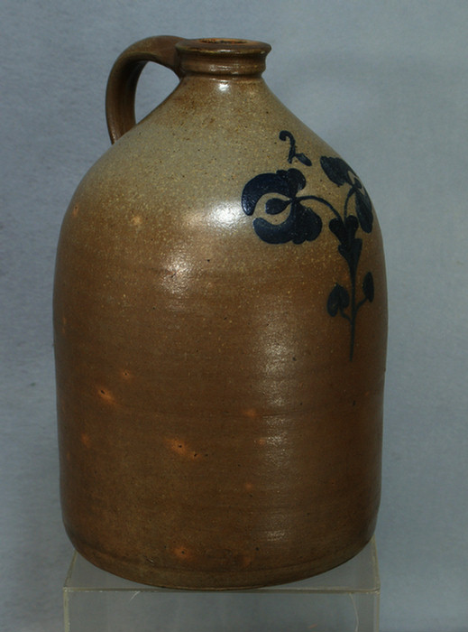 2 gallon stoneware jar with blue