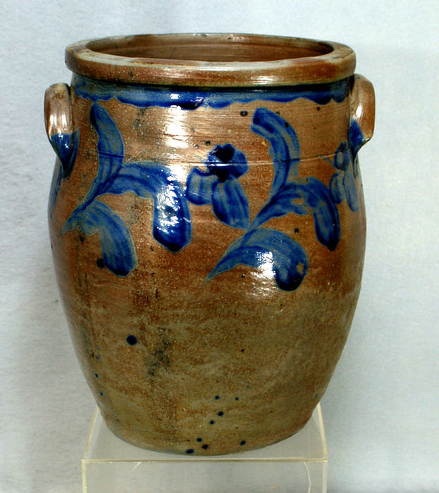 3 gallon stoneware jar with blue