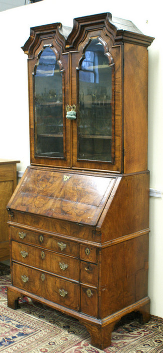 Walnut Queen Anne secretary desk, double