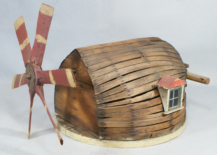 Folk Art barn form windmill top, slatted