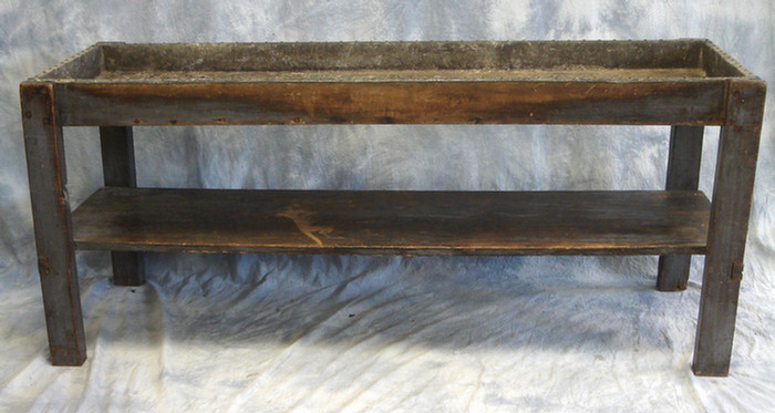 Primitive water bench with zinc