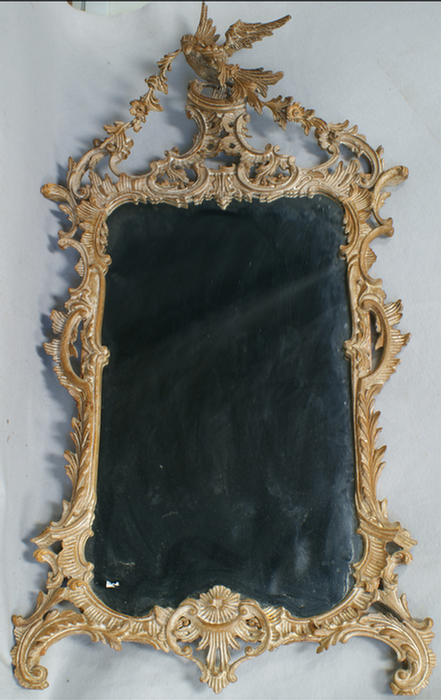 Carved pine rococo mirror with
