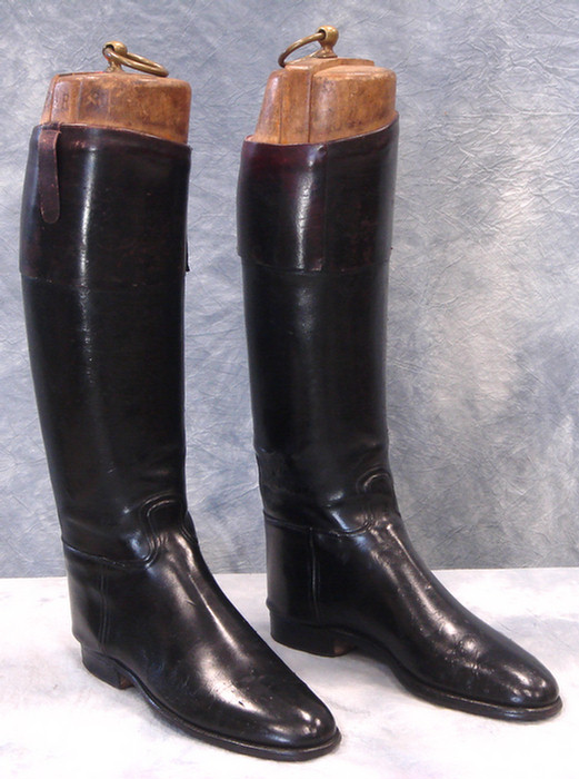 Pr black leather riding boots with 3da6b