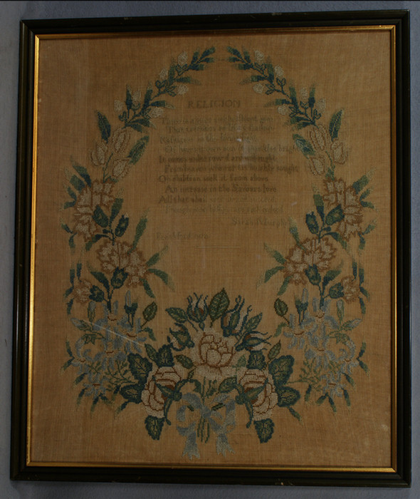 1832 silk needlework sampler by 3da74