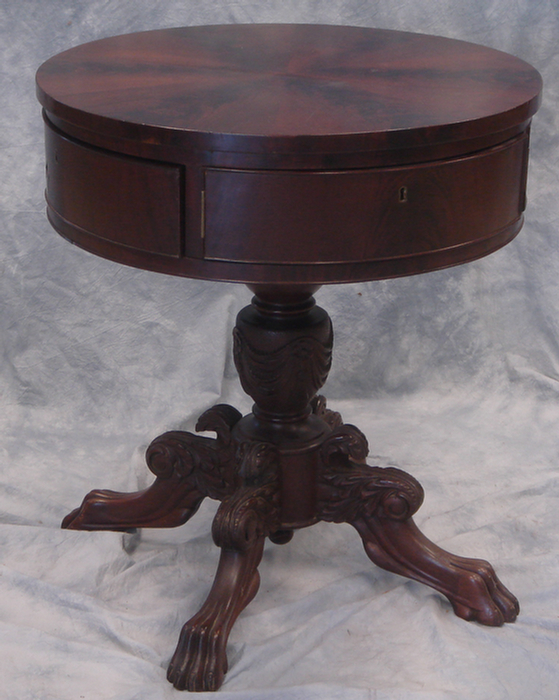 Mahogany Regency drum table, 4
