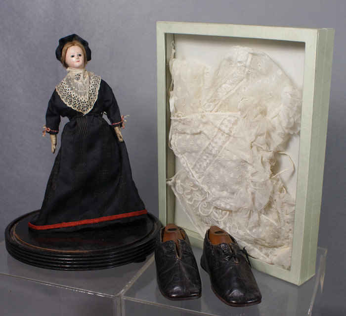 19th c composition doll with glass 3da8a