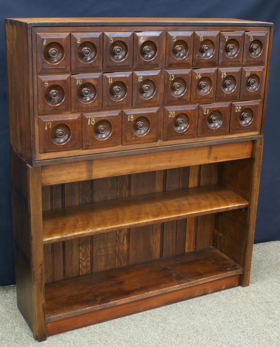 Walnut 22 drawer apothecary, 19th
