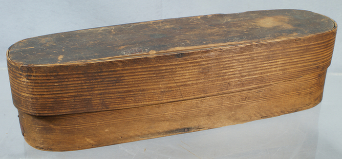 Oval cedar covered box, found in