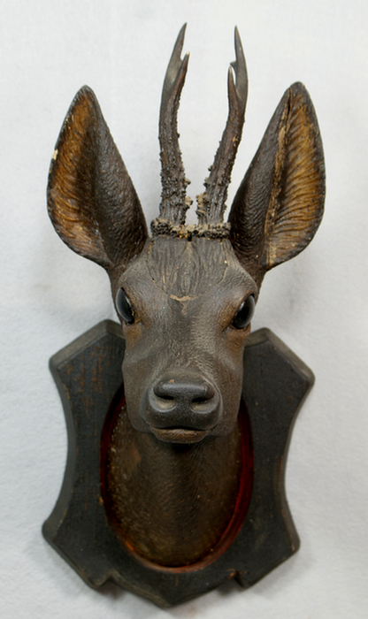 Carved wood Black Forest deer head