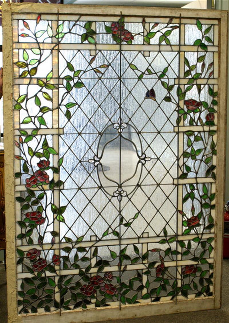 6 stained glass panels in a floral 3d889