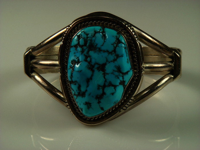 Sterling silver turquoise cuff 3d934