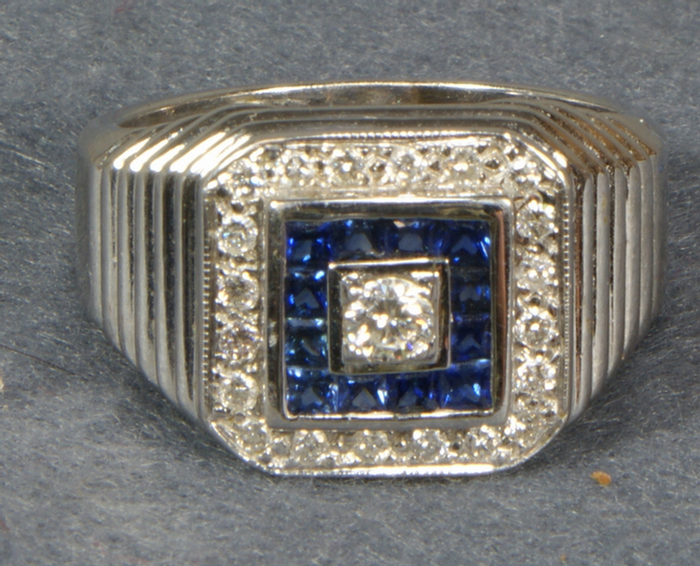 14K WG diamond and sapphire man s 3d945