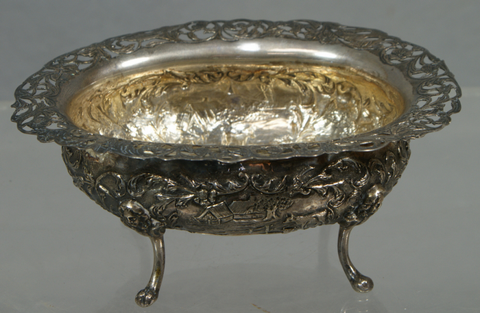 Oval Dutch silver footed bowl,