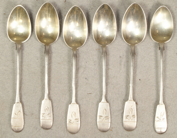 4 2 Russian silver demitasse spoons  3d95a