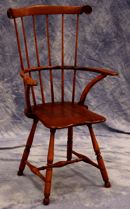 Windsor fanback armchair, carved