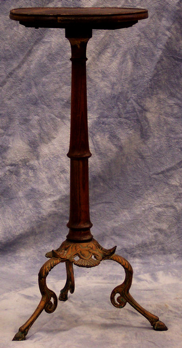 Oak dish top Victorian candlestand