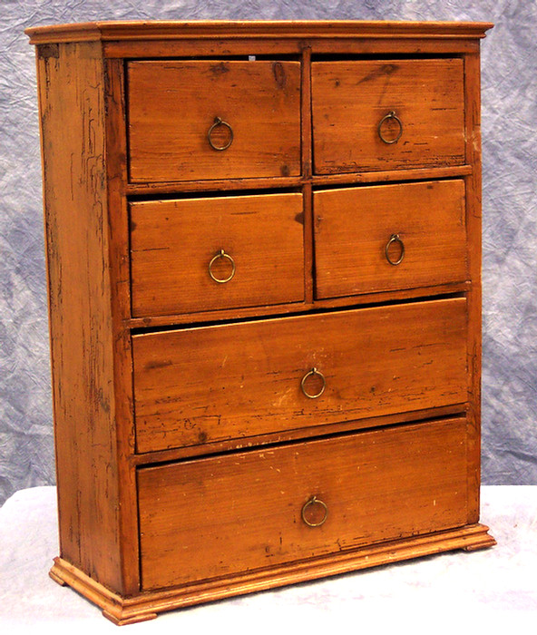 6 drawer pine apothecary chest,