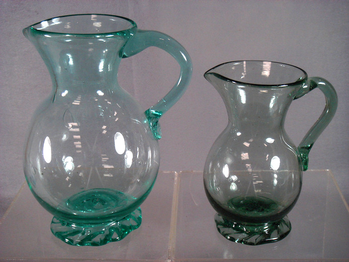 2 blown glass baluster aquamarine