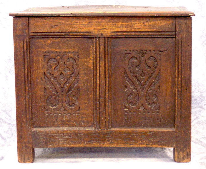 Relief carved English oak storage 3d9b0