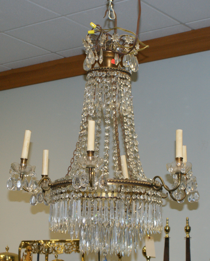 6 arm crystal chandelier 38 h  3d9c5