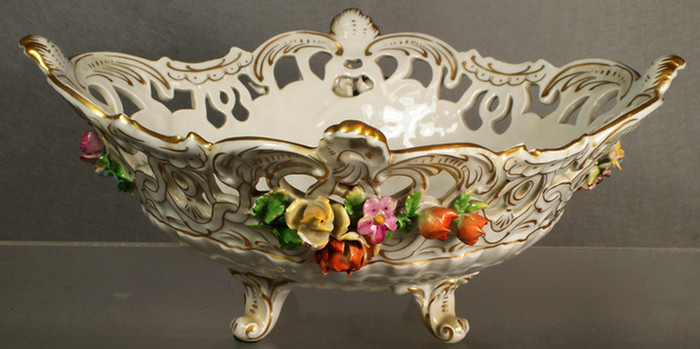 Dresden floral decorated center bowl,