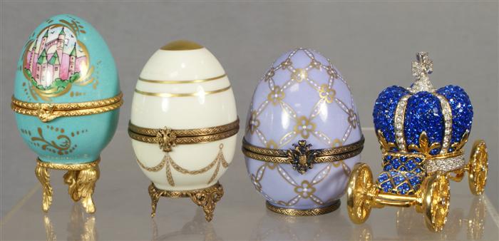 3 Limoges Faberge eggs 2 gilt 3de03