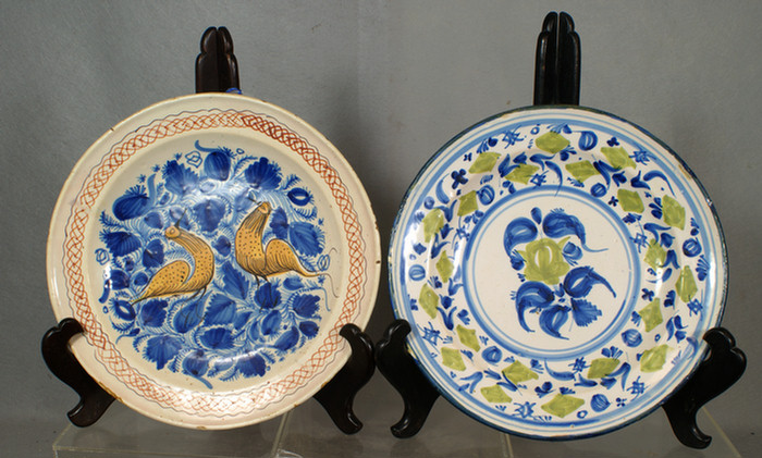 2 Faience or tin glazed chargers  3de43