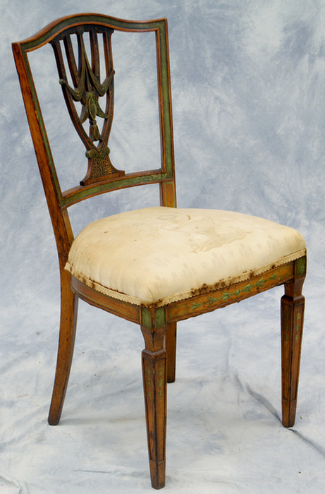 Carved and painted Adams side chair,