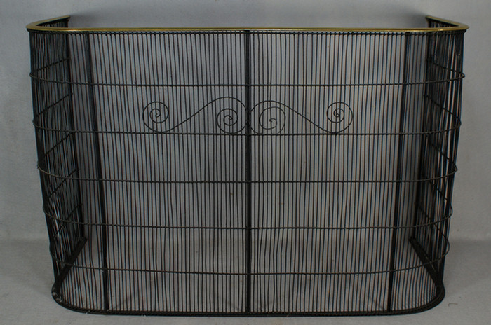 Brass and wirework fireplace screen,