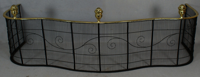 Brass and wirework fireplace fender,