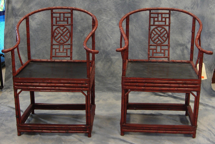 Pr red lacquer rattan wrapped bamboo