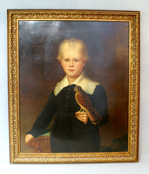 Oil on canvas, boy with a hawk,