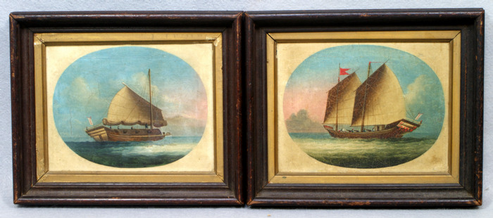 Pair of China Trade oil on canvas 3def6