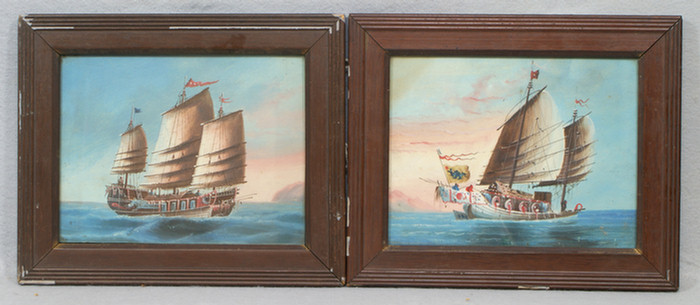 Pair of China Trade oil on board