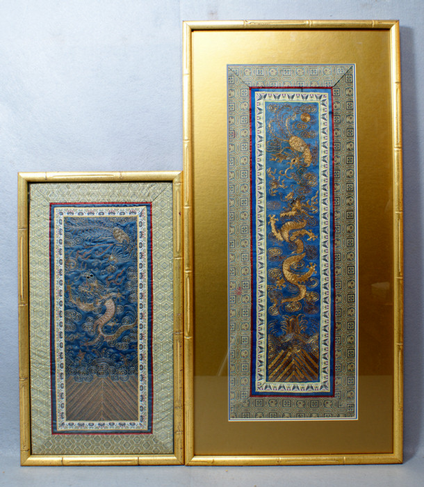 2 framed Chinese embroideries depicting