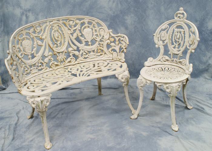 Cast iron settee, 37 w,  with matching