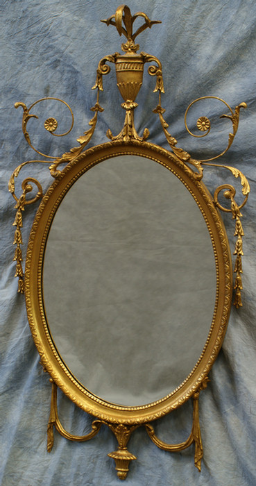 Gilt Federal style oval wall mirror