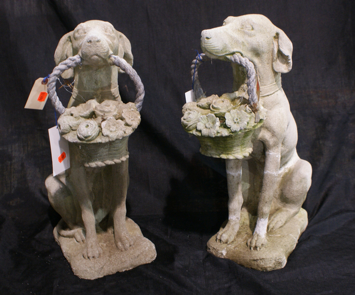 Pair of concrete seated dogs with 3df63