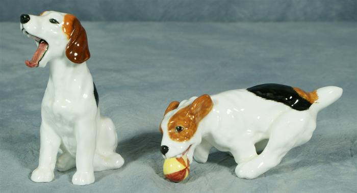 Two Royal Doulton beagle figurines,