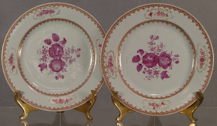 Pr Chinese Export plates, Rose