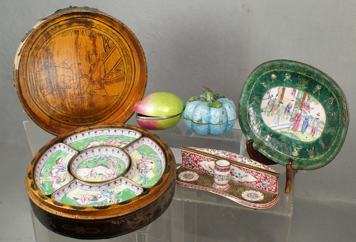 5 pc assorted lot of Chinese enamel  3dcee