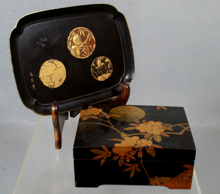 Japanese Lacquer tray 7 W signed  3dcf5