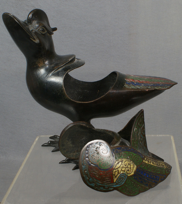 Japanese bronze Champleve bird
