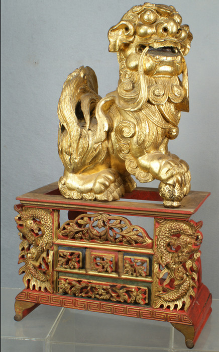 Chinese red and gold lacquered base