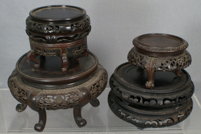 6 assorted Oriental carved teakwood 3dd21